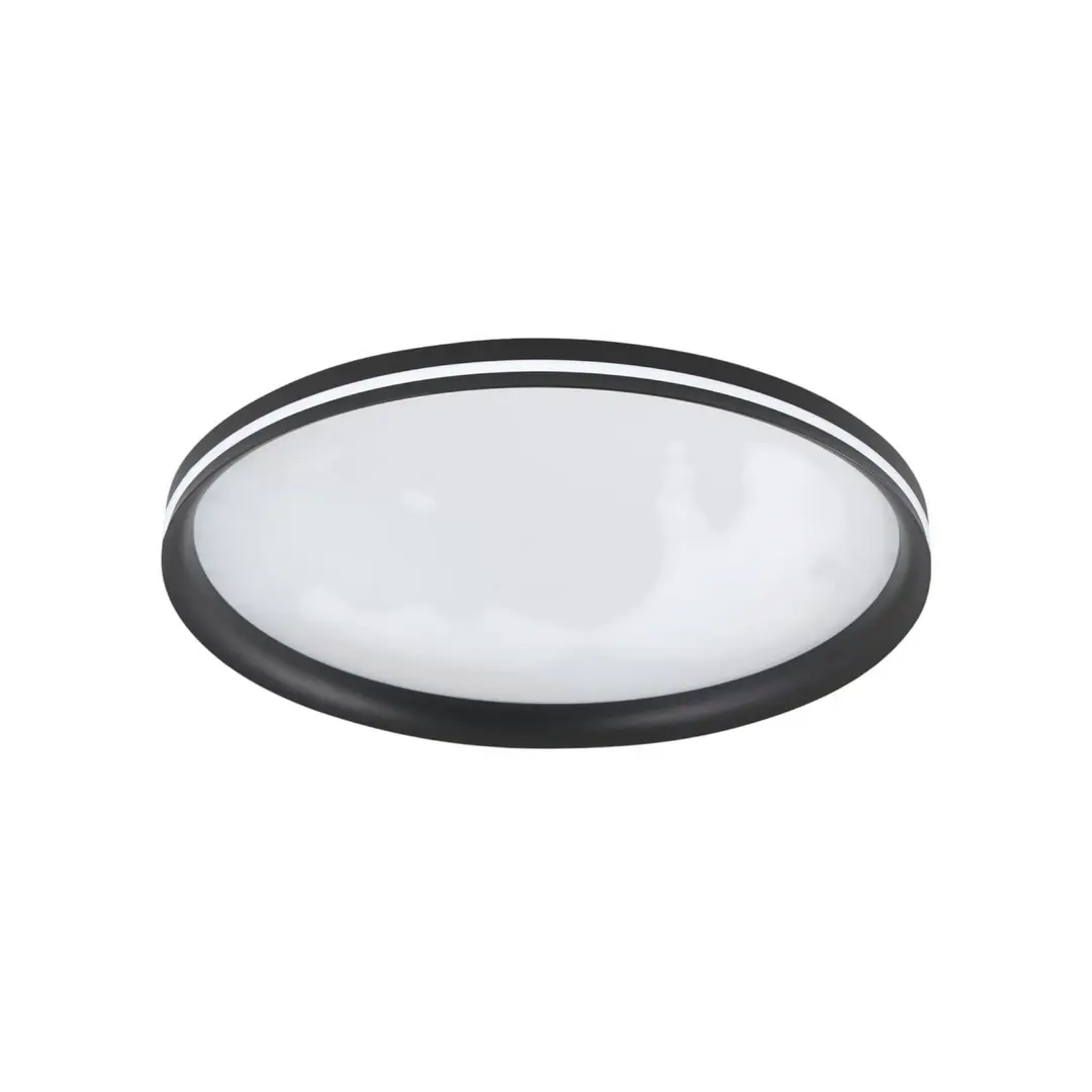 Fabas Luce LED-Deckenlampe Isy, schwarz, Ø 55 cm, Metall, CCT, dimmbar