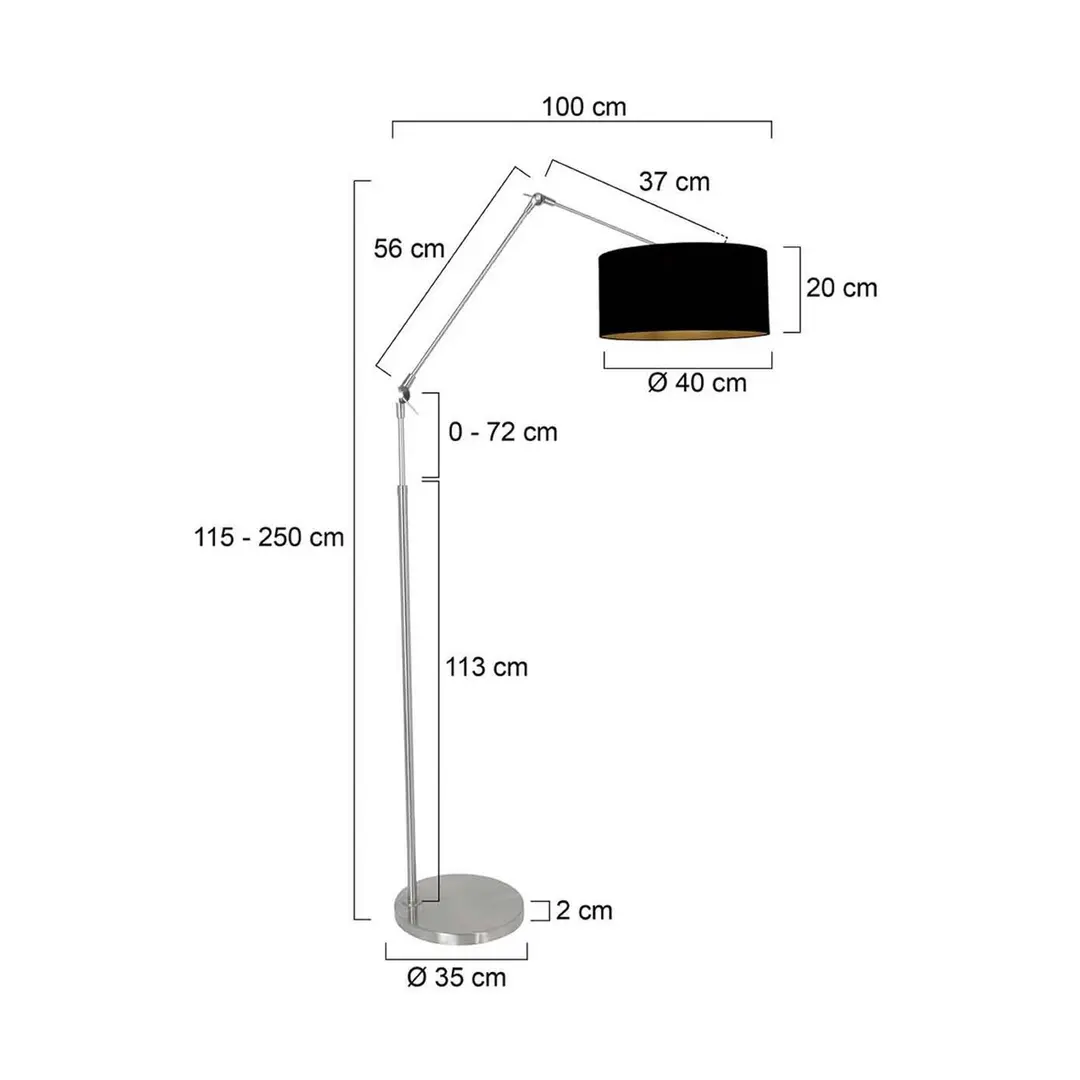 Steinhauer Stehlampe Prestige Chic stahlfarben/schwarz-gold Höhe 250 cm