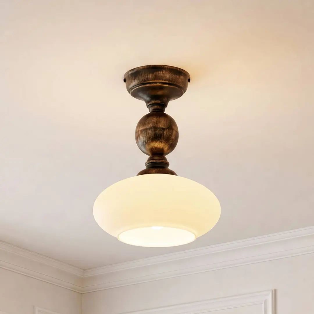 Jupiter Deckenleuchte Bolero, schwarz-gold, creme, Stahl, Glas, E27