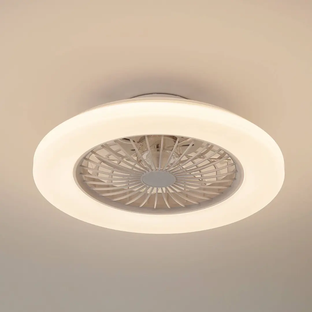 Lindby LED-Deckenventilator Vedin, weiß, DC, Ø 49 cm, CCT