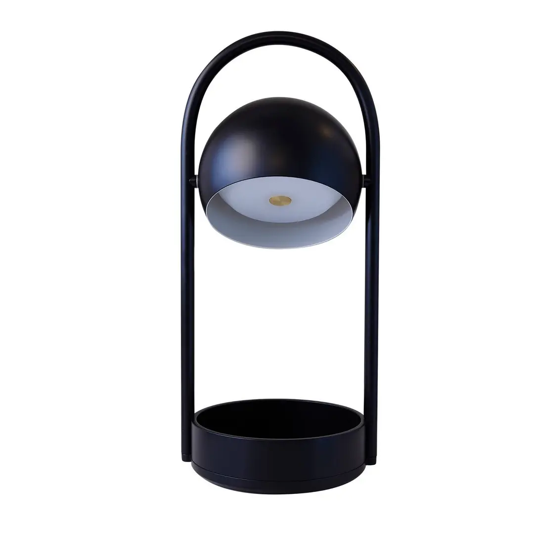 FRANDSEN LED-Akku-Tischlampe Ball Portable, schwarz, Stahl