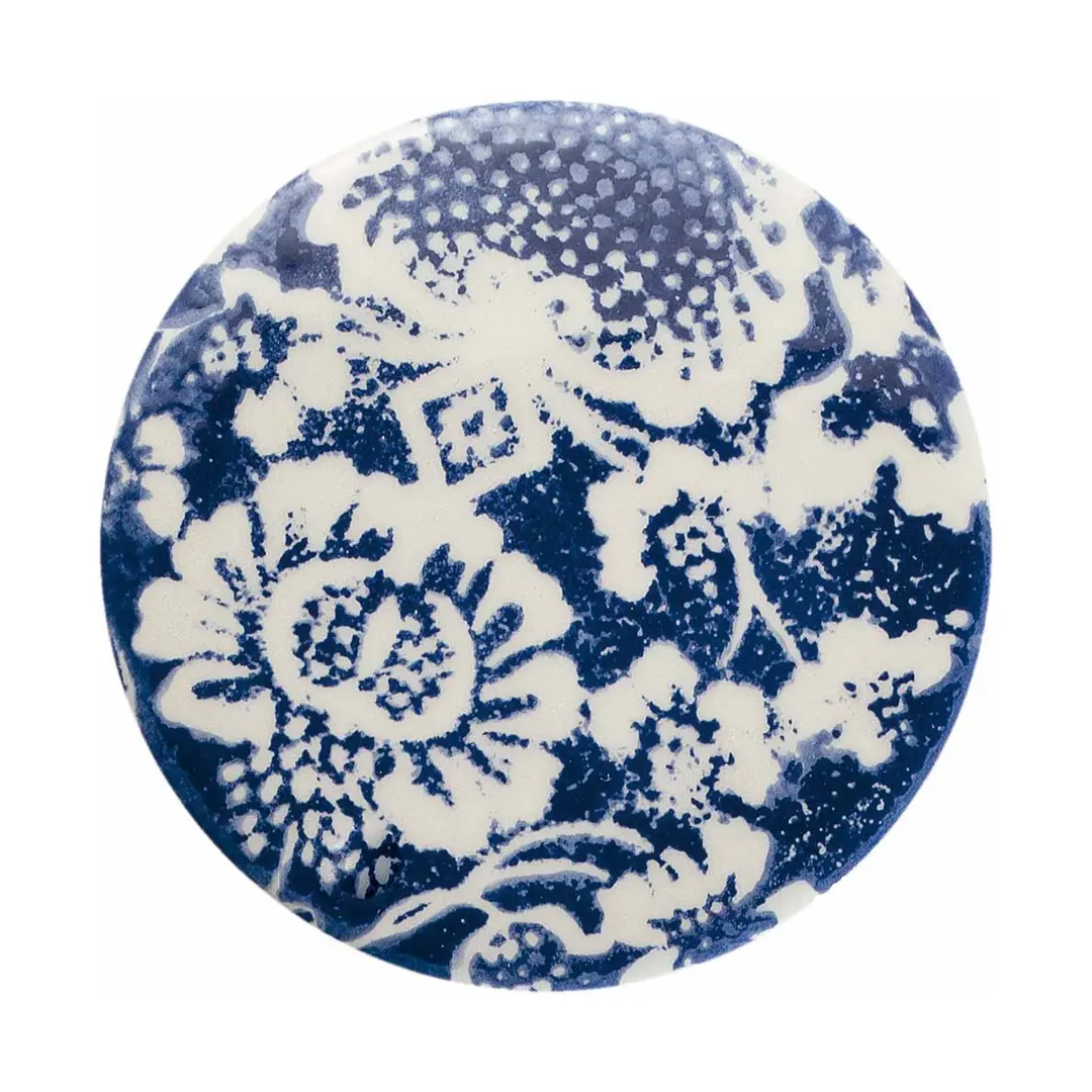 Ferroluce Hängelampe PI mit Blumenmuster, Ø 5,5 cm blau/weiß