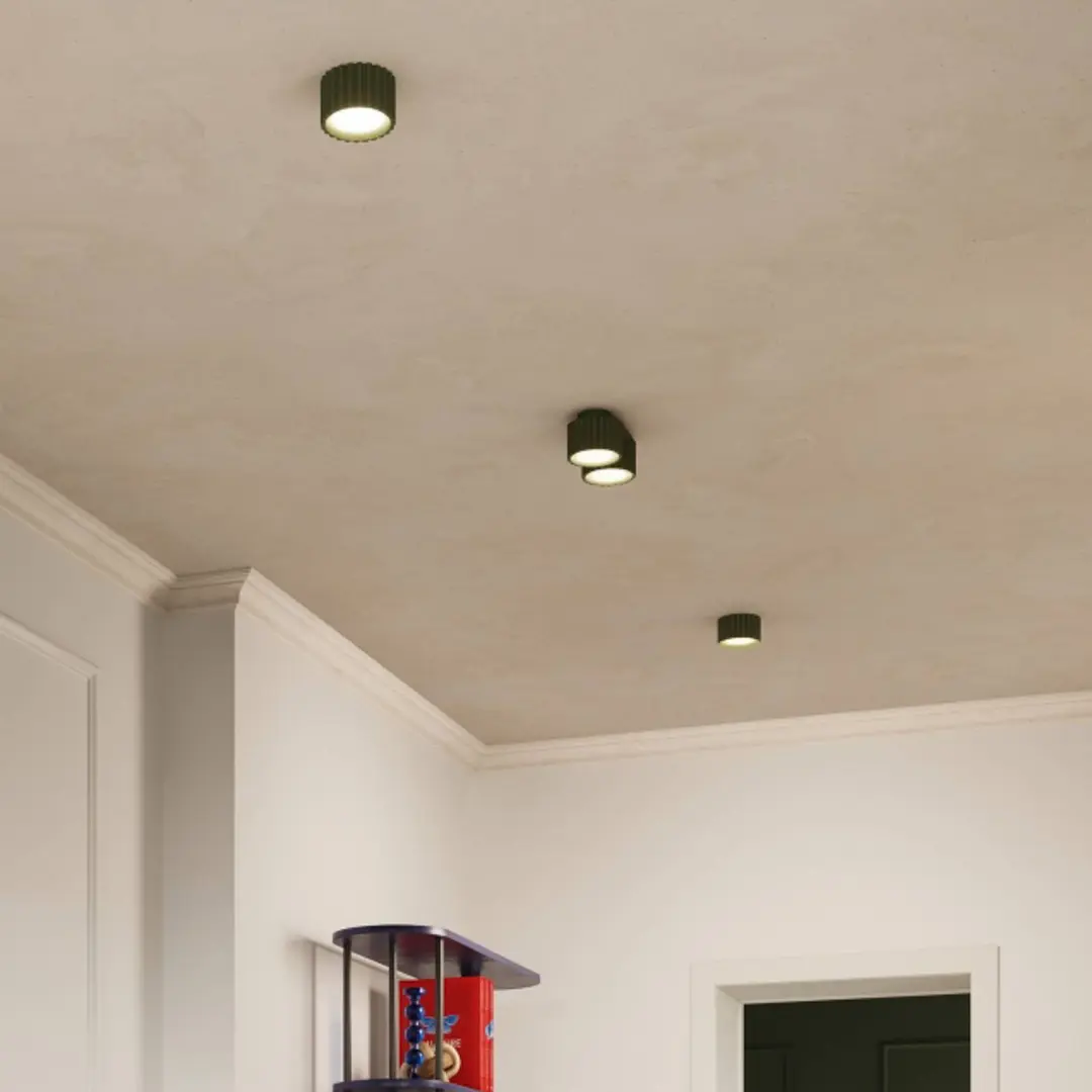 SOLLUX LIGHTING Deckenleuchte RIBLA, olivgrün, Ø 10 cm, Metall, GX53