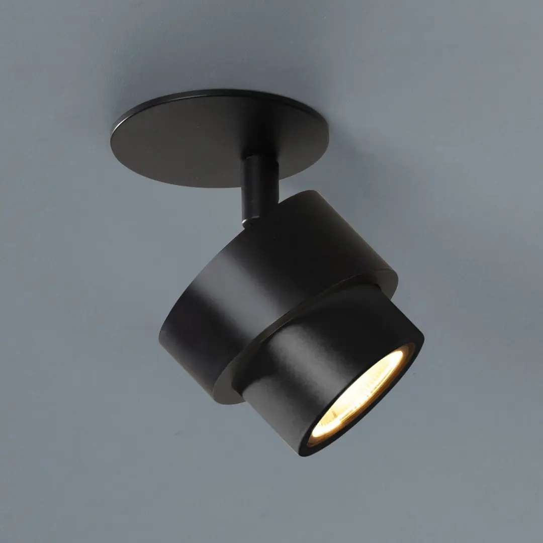 Escale LED-Einbauspot BRUSH, schwarz, Ø 7 cm, Metall, dim, 2.700 K