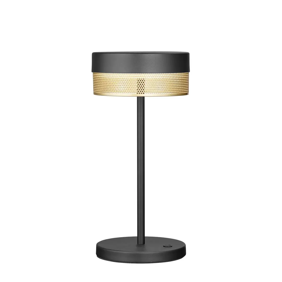 HELL LED-Tischleuchte Mesh Akku, Höhe 30cm schwarz/gold