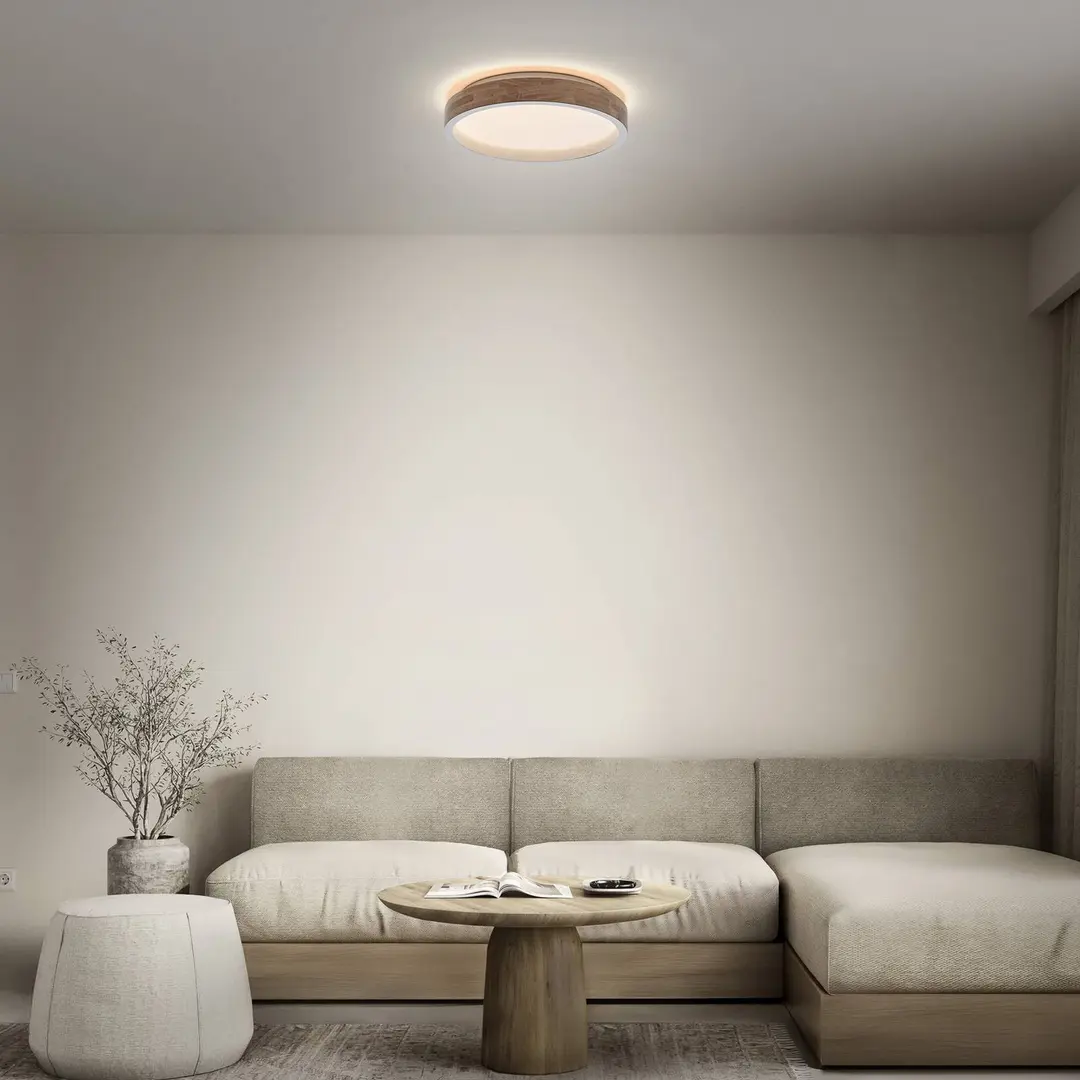 OSRAM LED-Deckenlampe ORBIS MARIANO, holz/weiß, Ø 51 cm, dim