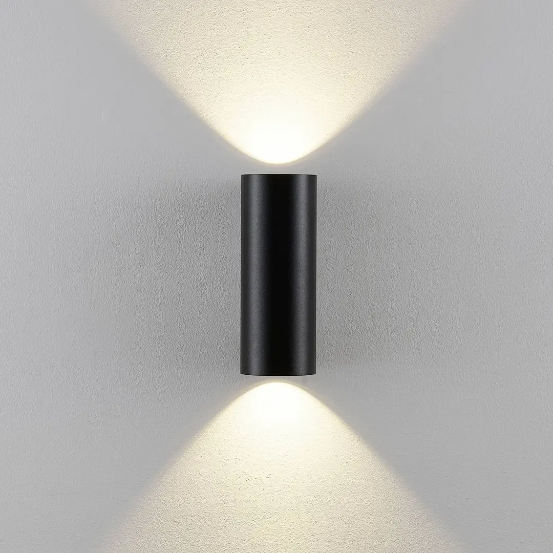 Deko-Light Außenwandlampe CAN, schwarz, 2-flg., Ø 8 cm IP65 Metall GU10
