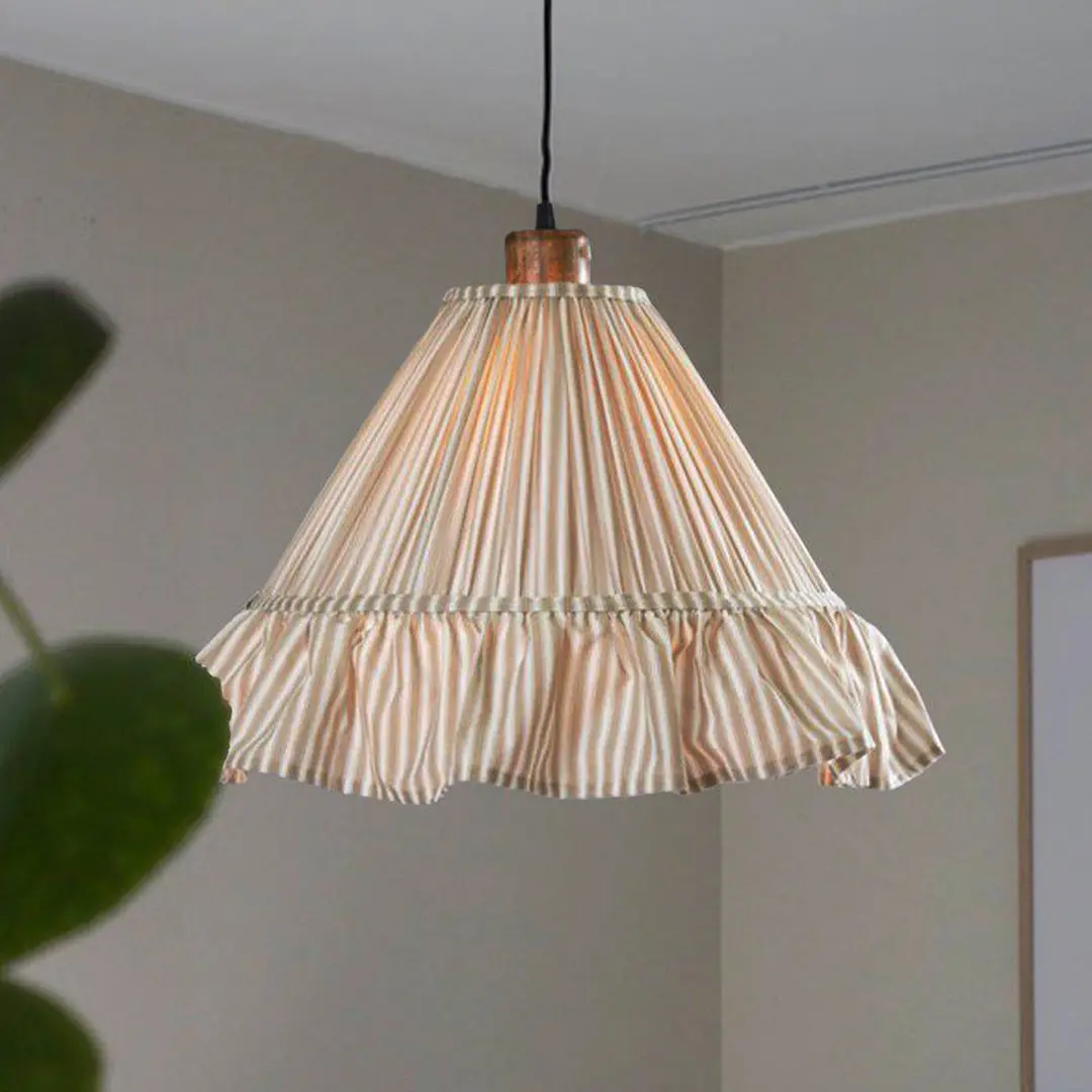 PR Home Hängelampe Estrid, beige, Stoff, Ø 40 cm, E27