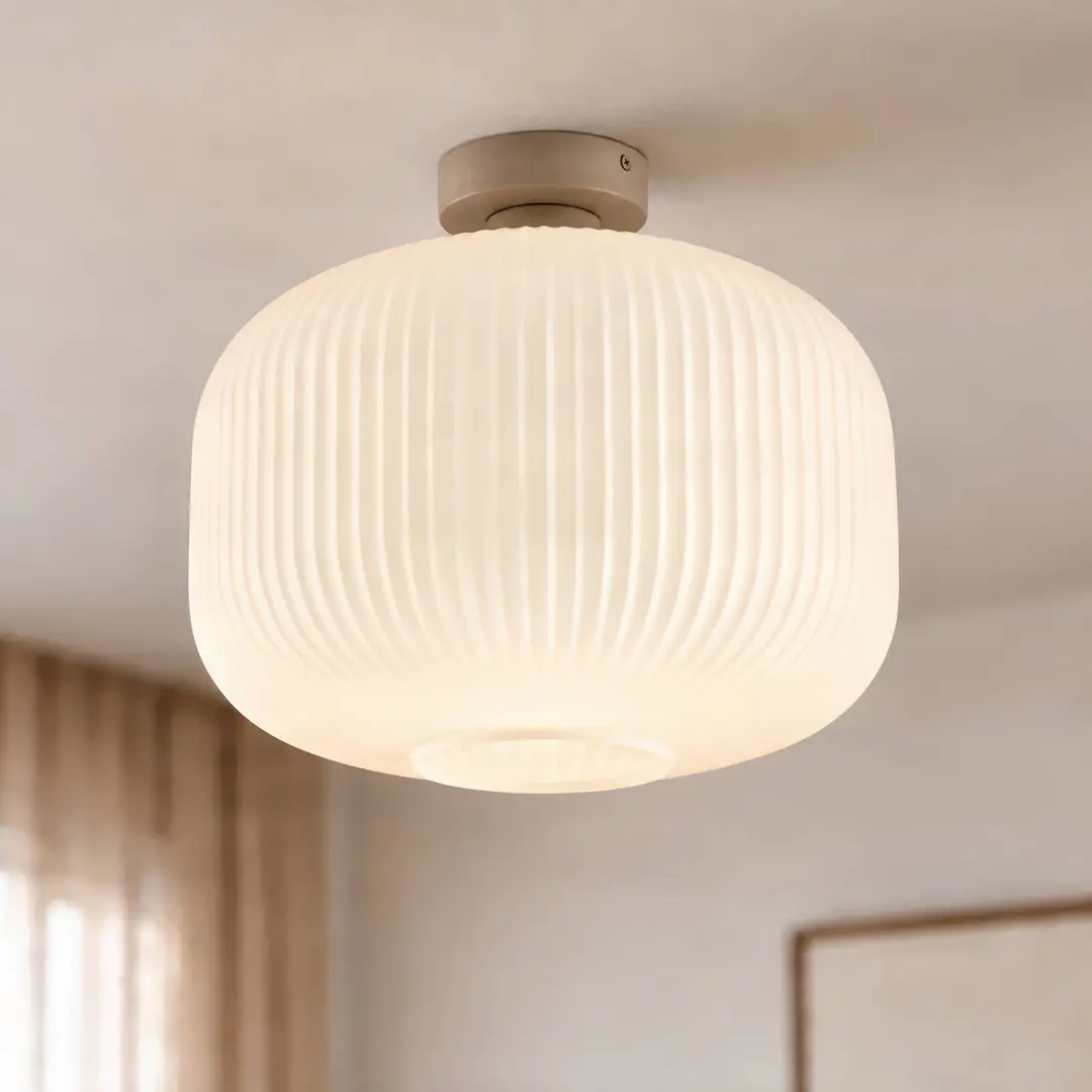 NOLA Deckenleuchte Evey, Ø 35 cm, weiß/beige, Glas