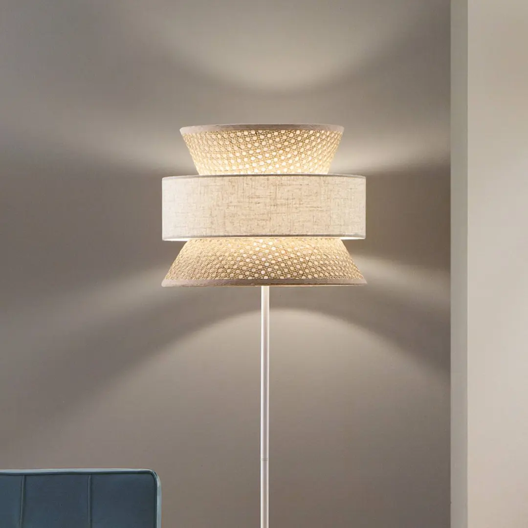 Luce Ambiente Design Stehlampe Gazebo, natur/beige, Höhe 147 cm, Rattan/Stoff