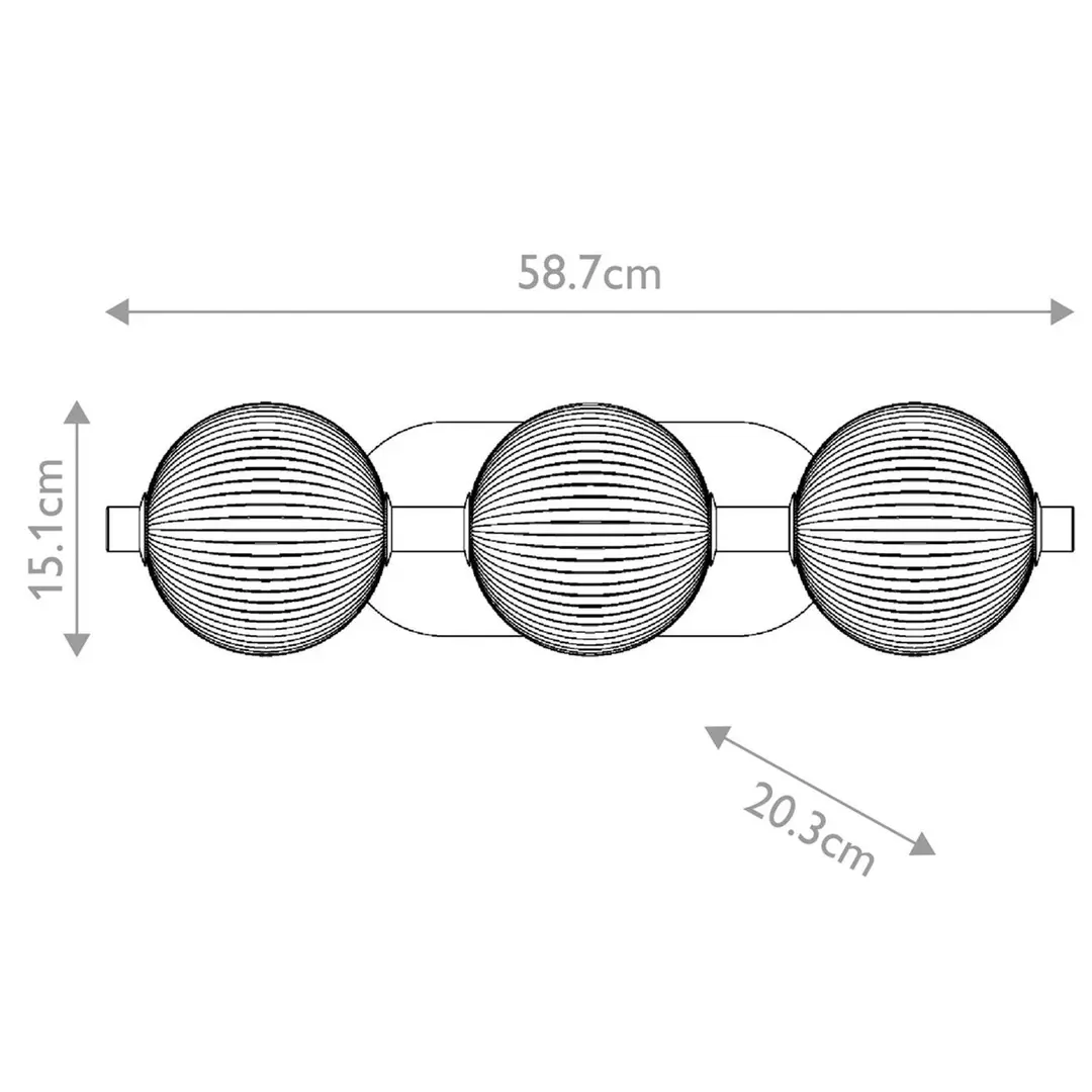 Quintiesse LED-Wandlampe PALMAS gold/rauchgrau Breite 59 cm 3-flg. IP44