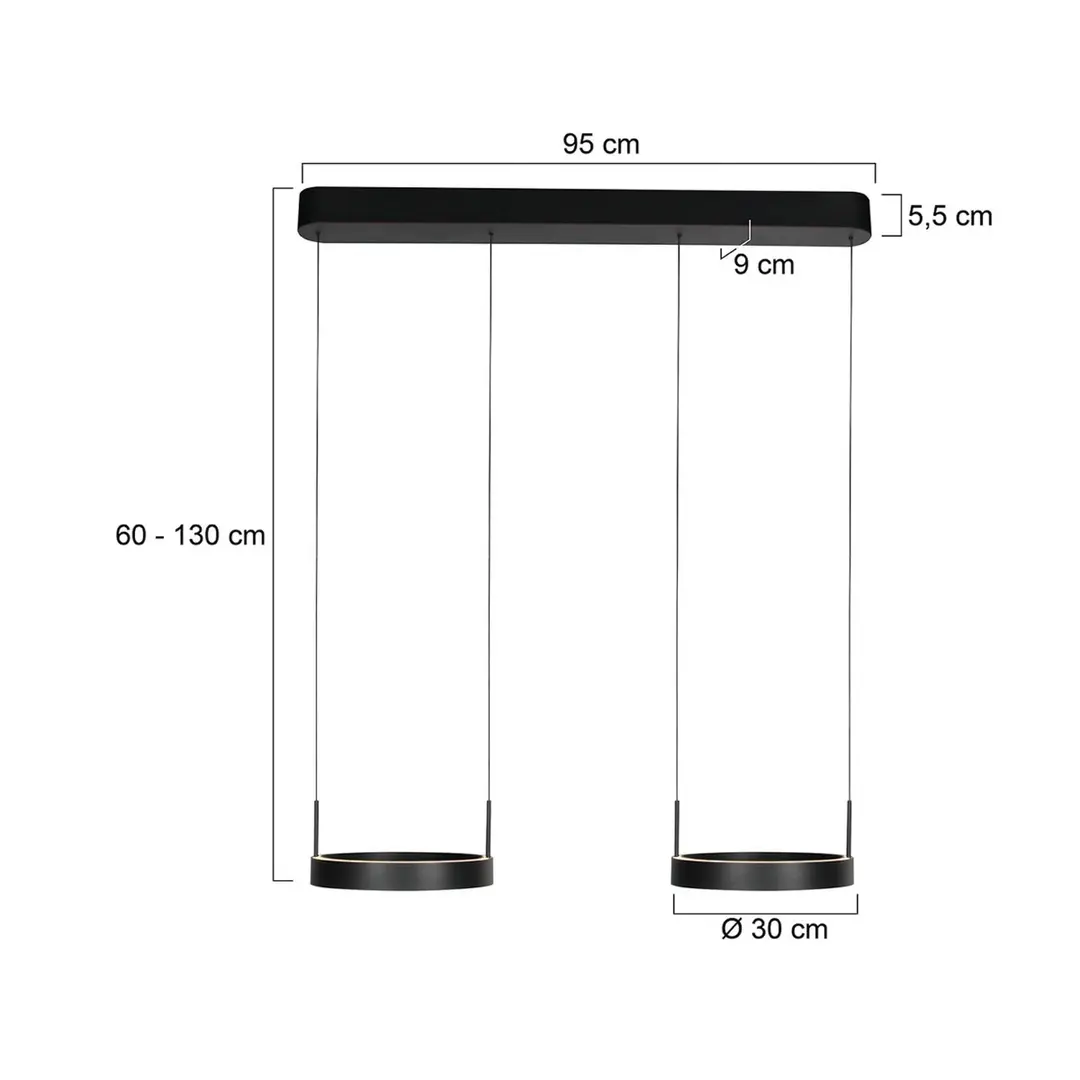 Steinhauer LED-Hängelampe Mykty, schwarz, Länge 95 cm, Metall, 4-flg.