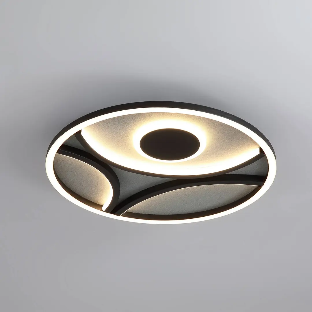 Searchlight LED-Deckenlampe Zendisc, Motiv Halbkreis, Ø 39 cm, schwarz