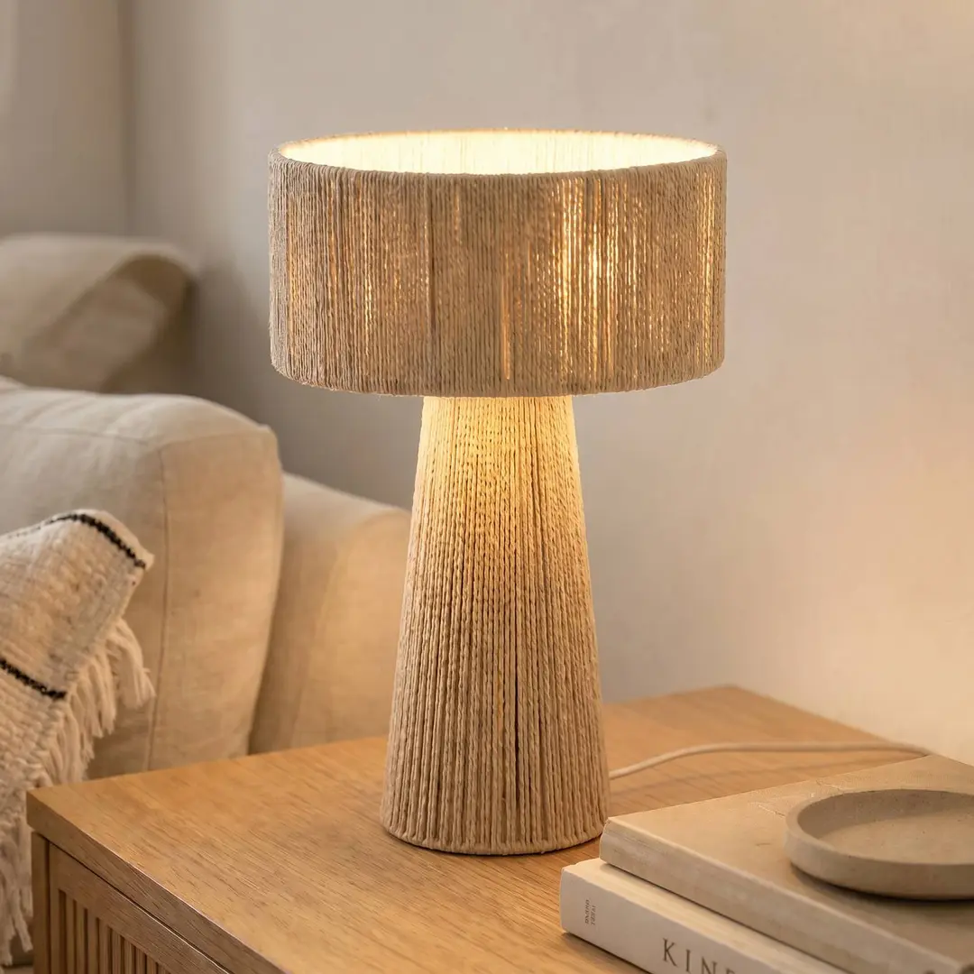 Lindby Tischleuchte Anuva, Höhe 42 cm, Papier, beige, E27