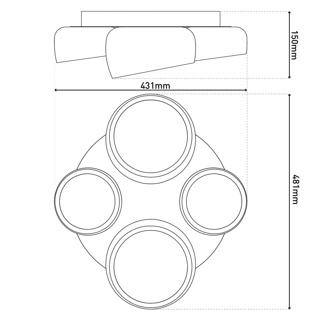 Naeve Leuchten LED-Deckenlampe Eliora, 4-fl., weiß, CCT, Fernbedienung