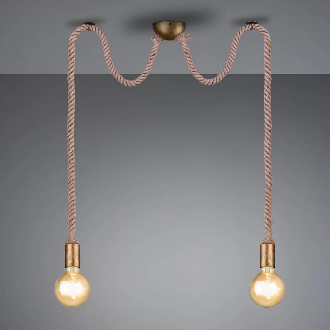 Trio Lighting Pendellampe Rope mit dekorativem Seil 2-flammig