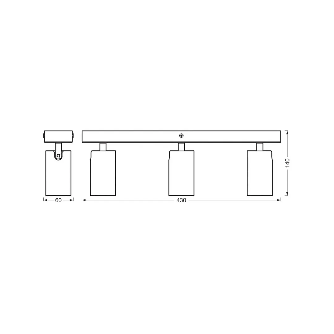 OSRAM Deckenstrahler OCTAGON schwarz 3-flg. GU10-LED 927 dim