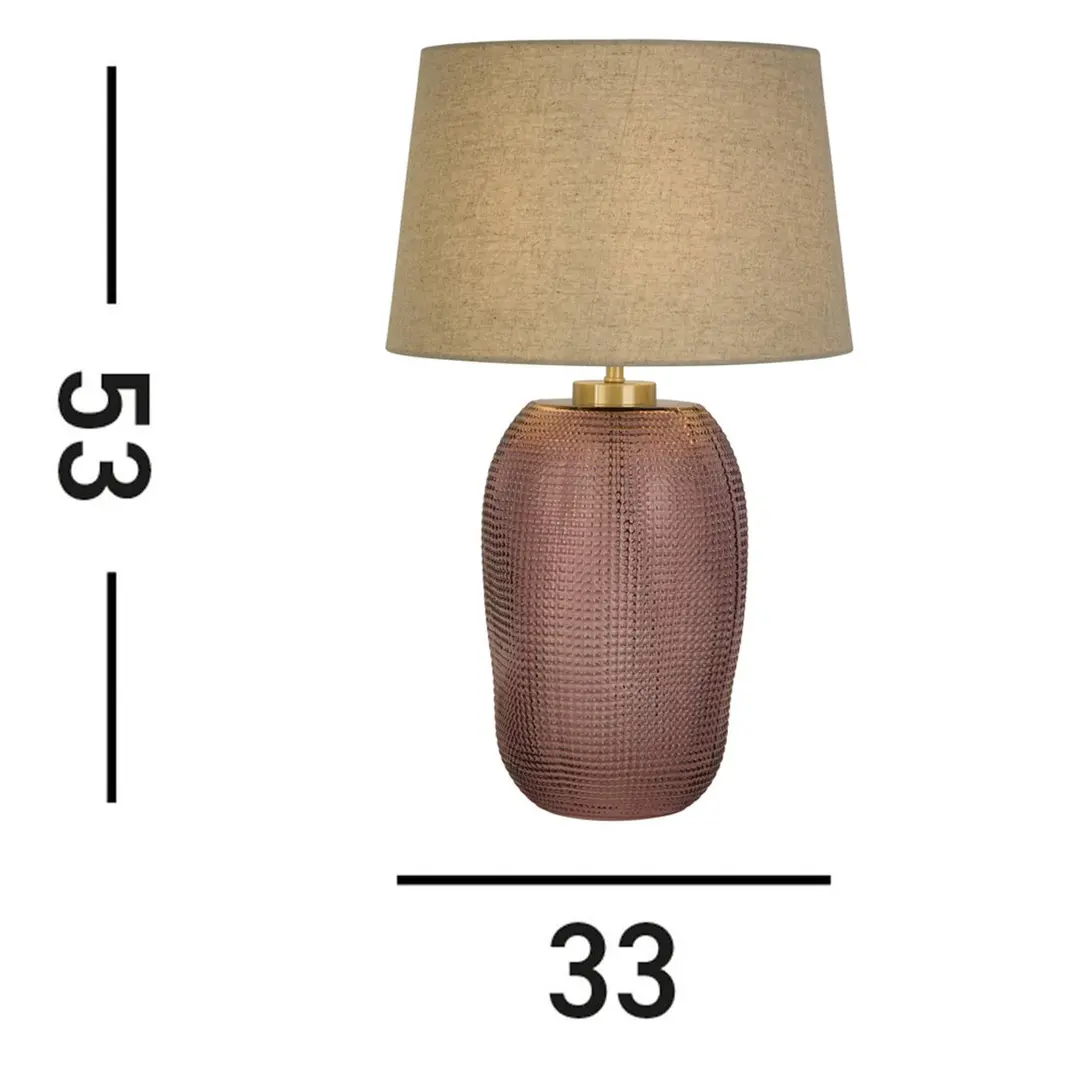 Searchlight Tischleuchte Amethyst, beige/pink, Höhe 37 cm, Textil/Glas