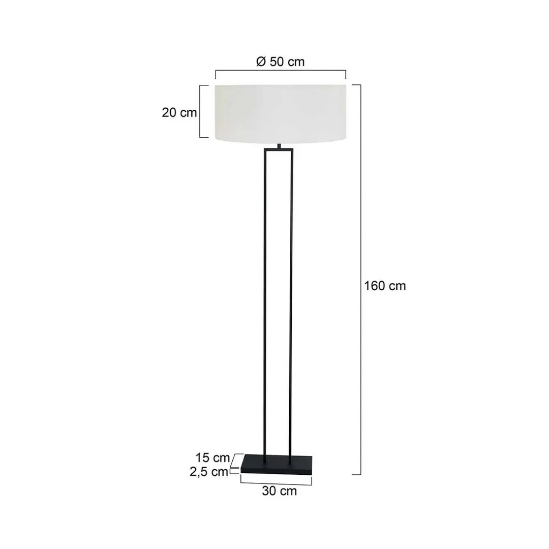 Steinhauer Stehlampe Stang, schwarz/Leinen weiß, Höhe 160 cm, E27