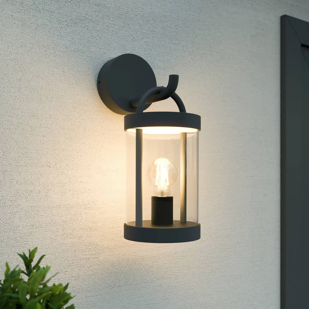 Lucande Außenwandlampe Cassian, 36,5cm, anthrazit, IP54, E27