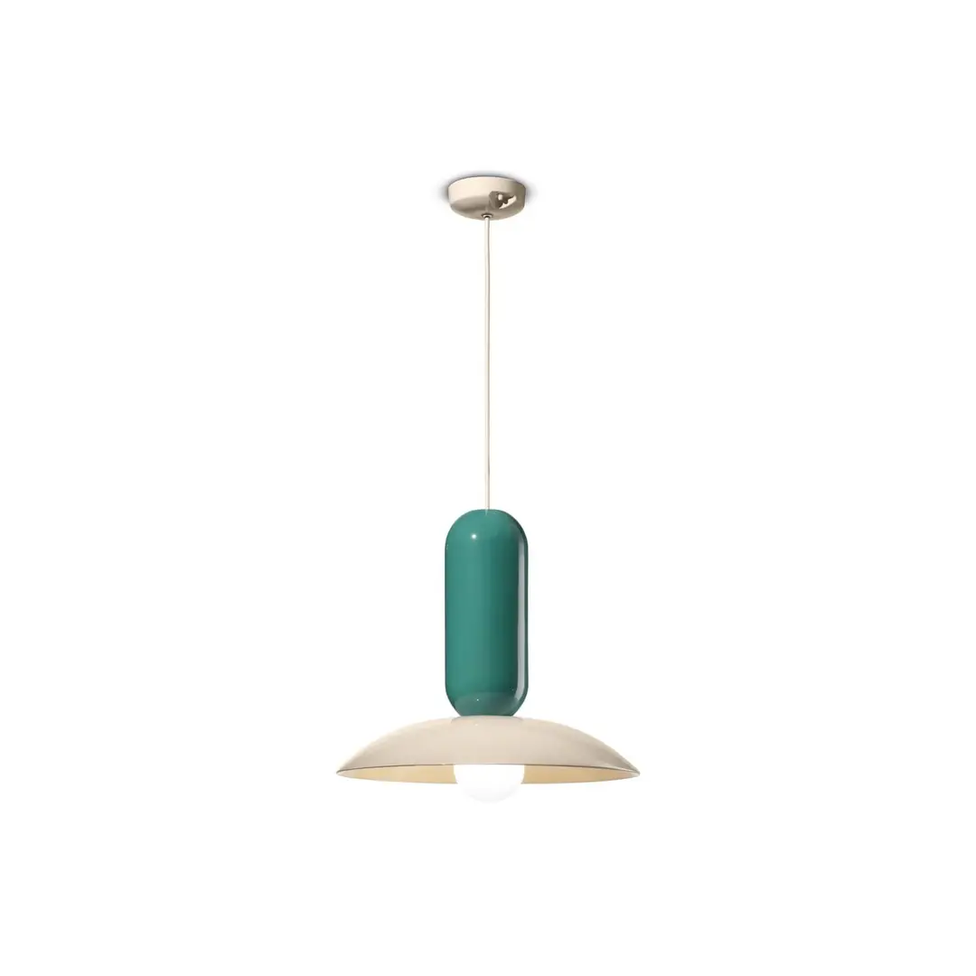 Ferroluce Hängeleuchte Pau, creme/türkis