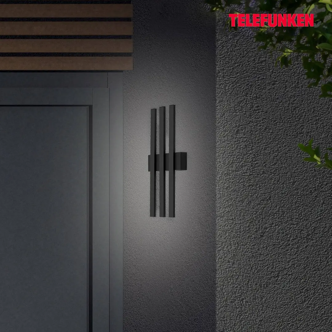 Telefunken LED-Außenwandleuchte Graz indirekt 3-flg. schwarz
