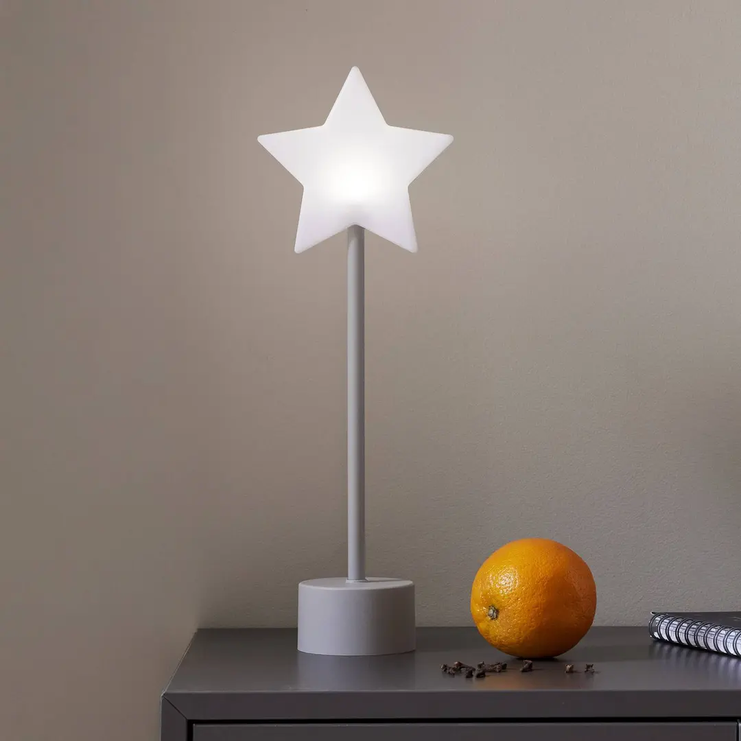 STAR TRADING LED-Akku-Tischleuchte Blizz, grau, 40 cm, Sternform, dimmbar