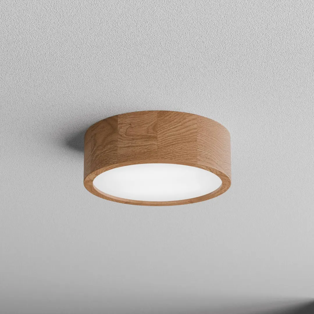 TEMAR LIGHTING Deckenleuchte Cleo DR275, IP20, Sensor, Ø 28 cm, Eichenholz