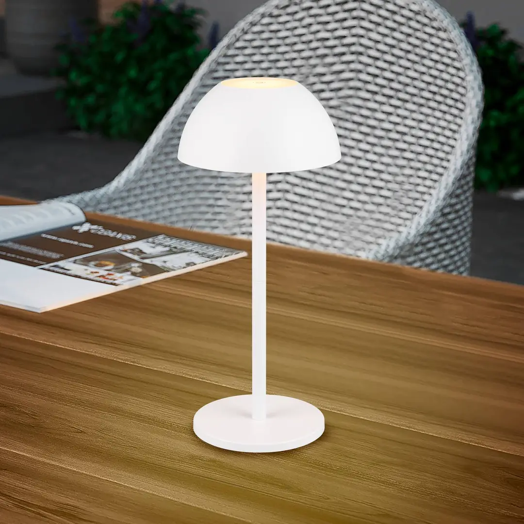 Reality Leuchten LED-Akku-Tischlampe Ricardo, weiß, Höhe 30 cm, Kunststoff