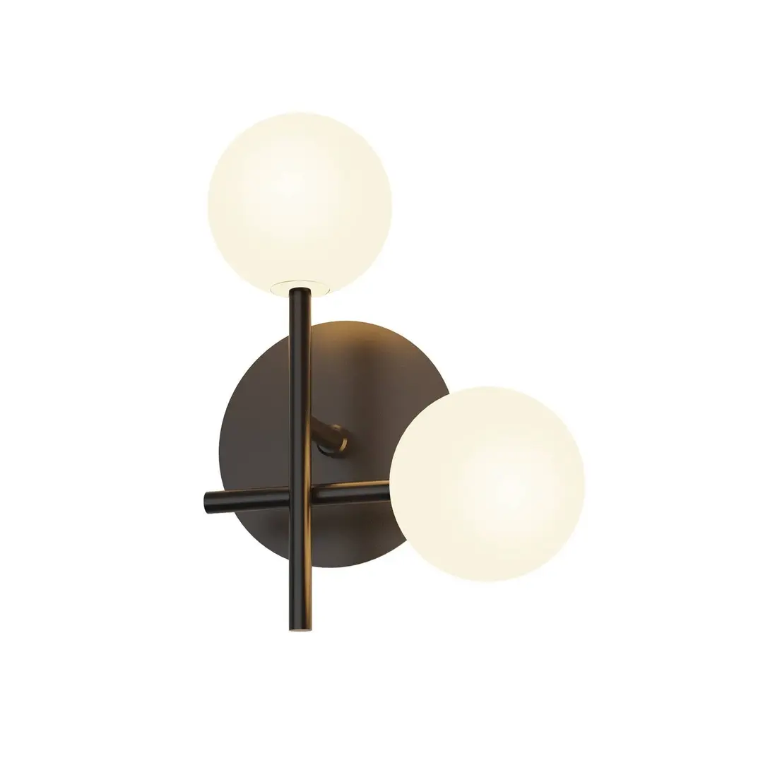 Mantra Iluminación Wandleuchte Cellar, 2-flammig, Eisen, schwarz, Glas, weiß