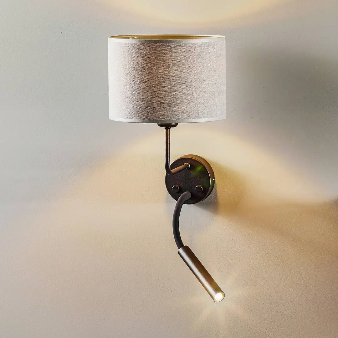 Nowodvorski Lighting Wandleuchte Hotel Plus mit Leselicht, grau