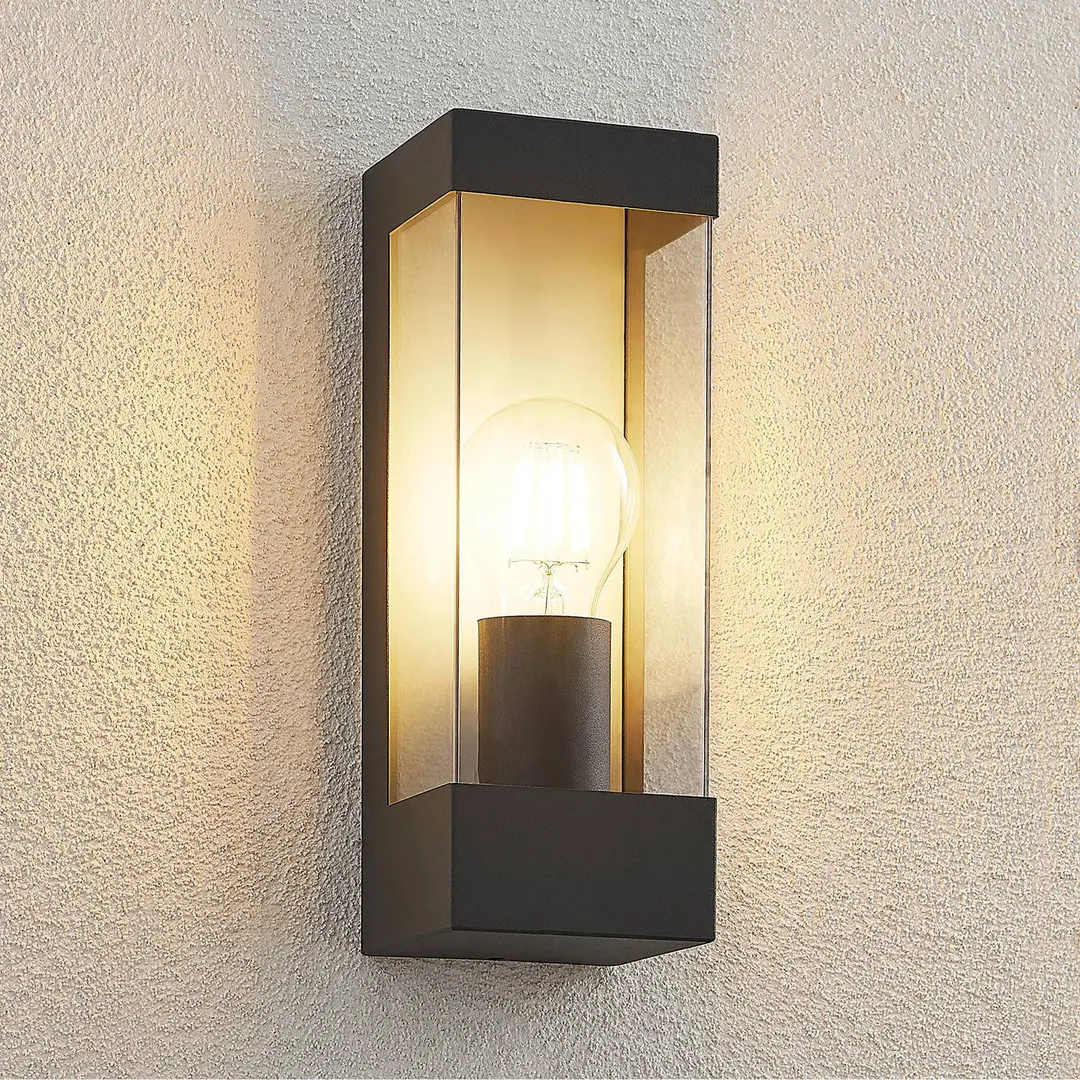 Lindby Außenwandlampe Tilian, Höhe 25 cm, anthrazit, Stahl
