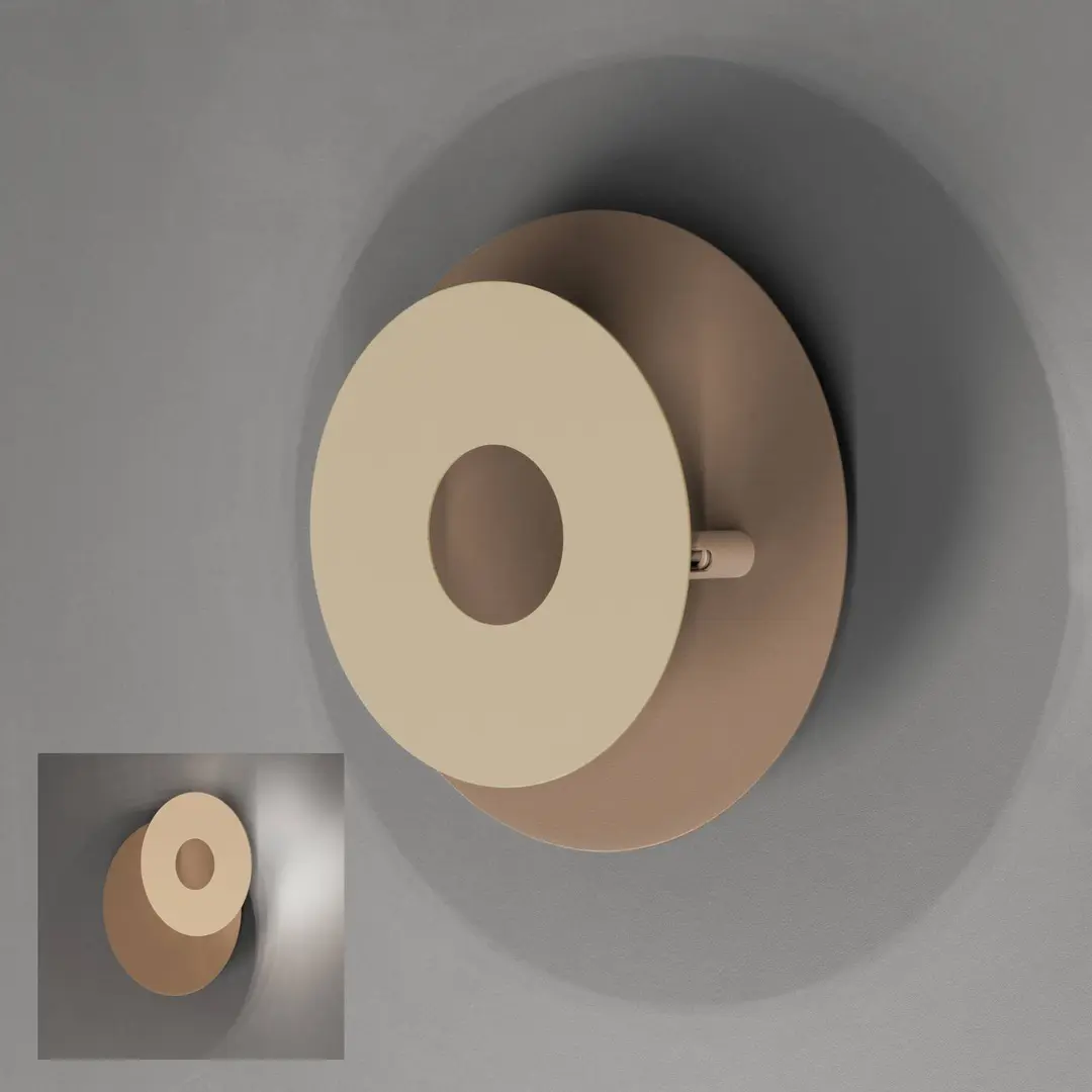 FISCHER & HONSEL LED-Wandleuchte Hennes, greige/sandfarben, Ø 18 cm, Metall