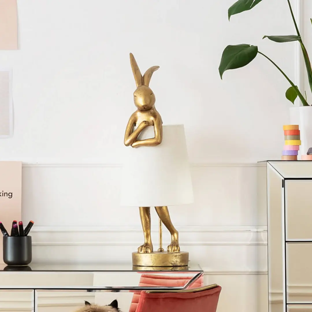 KARE Animal Rabbit Tischleuchte, gold/weiß, 68 cm, E14