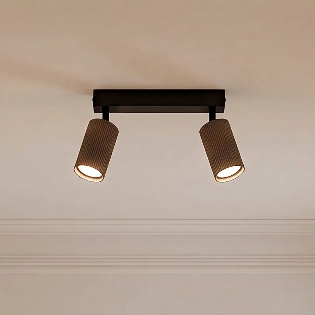 TK Lighting Deckenstrahler Tune, 2-flammig, braun, Metall, Länge 44 cm