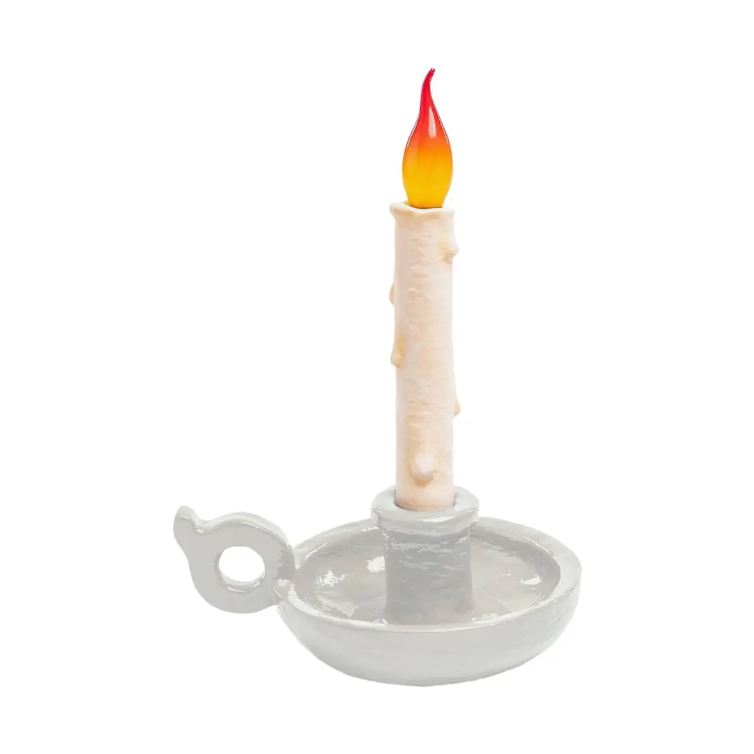 SELETTI Grimm Bugia Dekotischlampe Kerzenform weiß