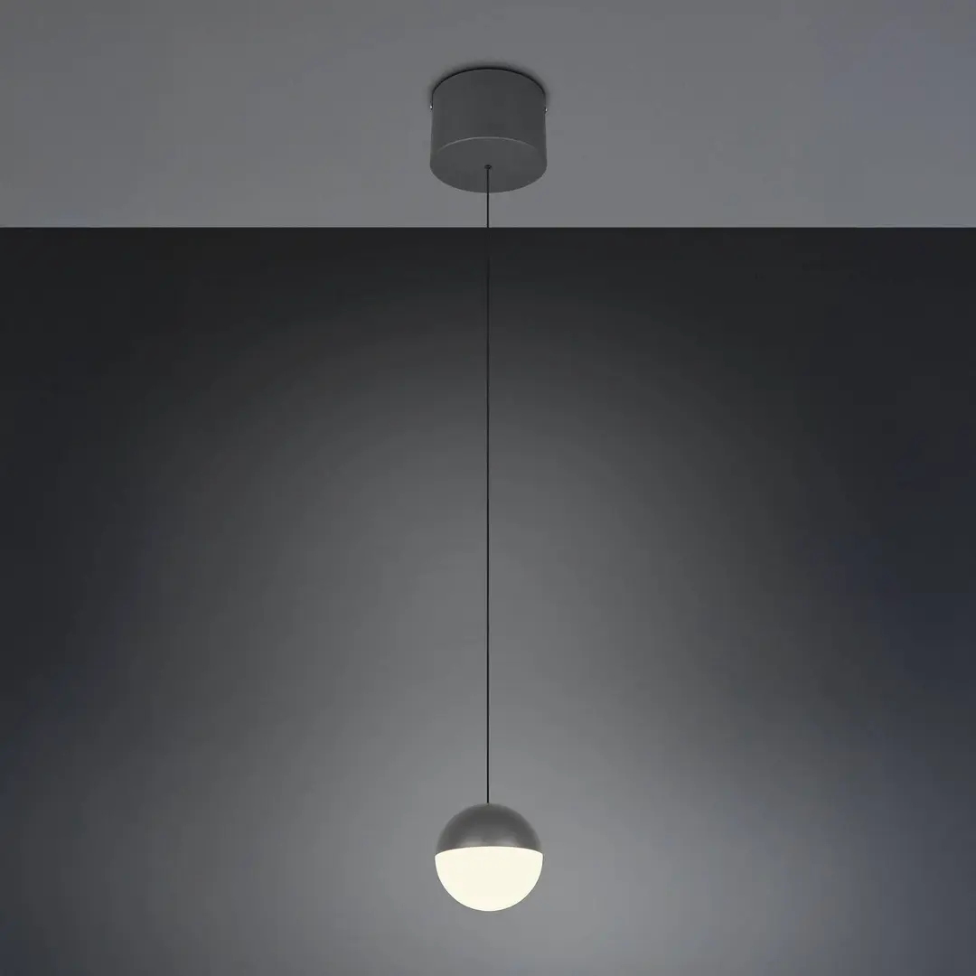 Reality Leuchten LED-Hängeleuchte Senta, anthrazit, Ø 10 cm, 3.000 K, 1-flg.