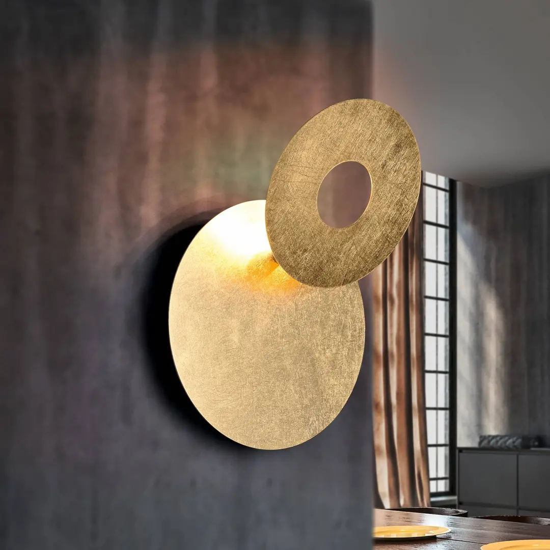 Trio Lighting LED-Wandleuchte Leano, Blende rund, gold, indirekt