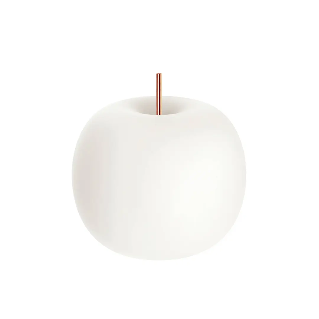 kdln Tischleuchte Kushi, kupfer/weiß, Ø 33 cm, Glas