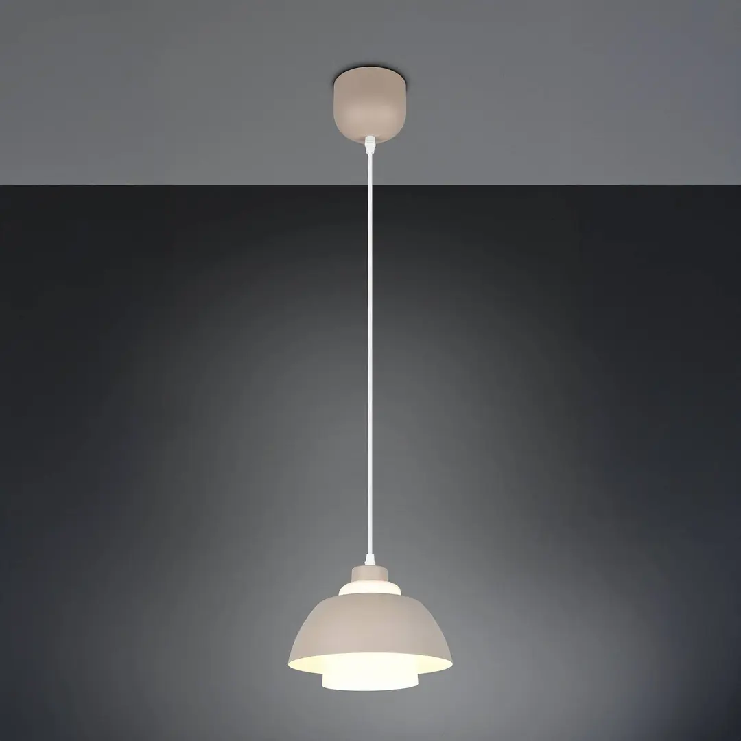 Reality Leuchten Hängeleuchte Tilos, beige, Ø 23 cm, Metall/Glas, E27
