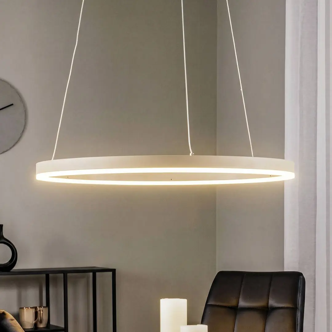 Arcchio LED-Hängeleuchte Albiona, beige, 1 Ring, Ø 60 cm