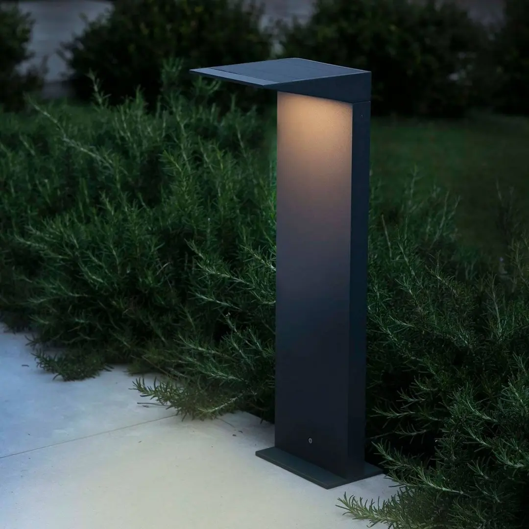 FARO BARCELONA LED-Solarwegeleuchte Soleil, anthrazit, Metall, IP54, Sensor