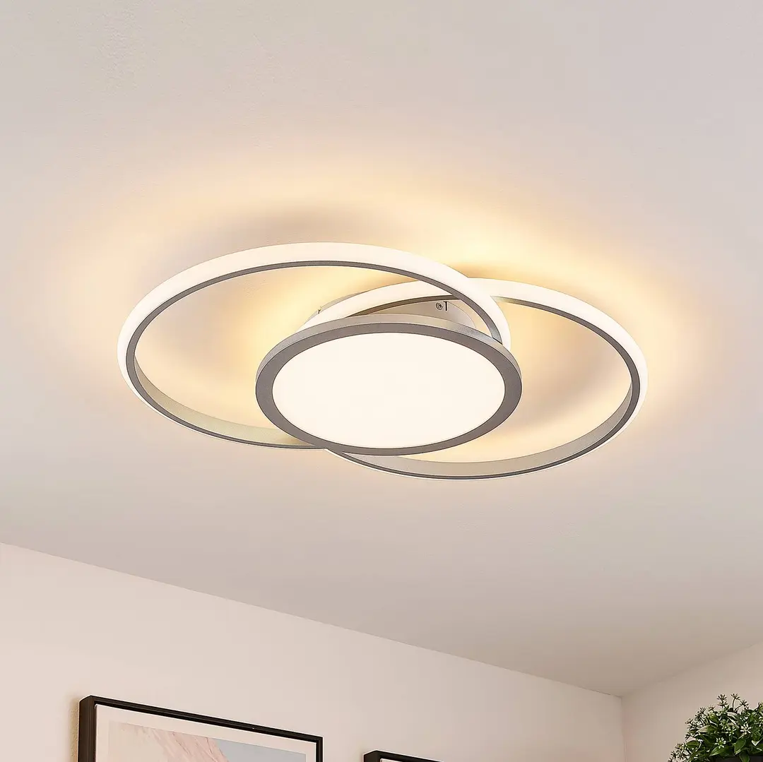 Lucande LED-Deckenlampe Senne, 63 cm, silber, Aluminium