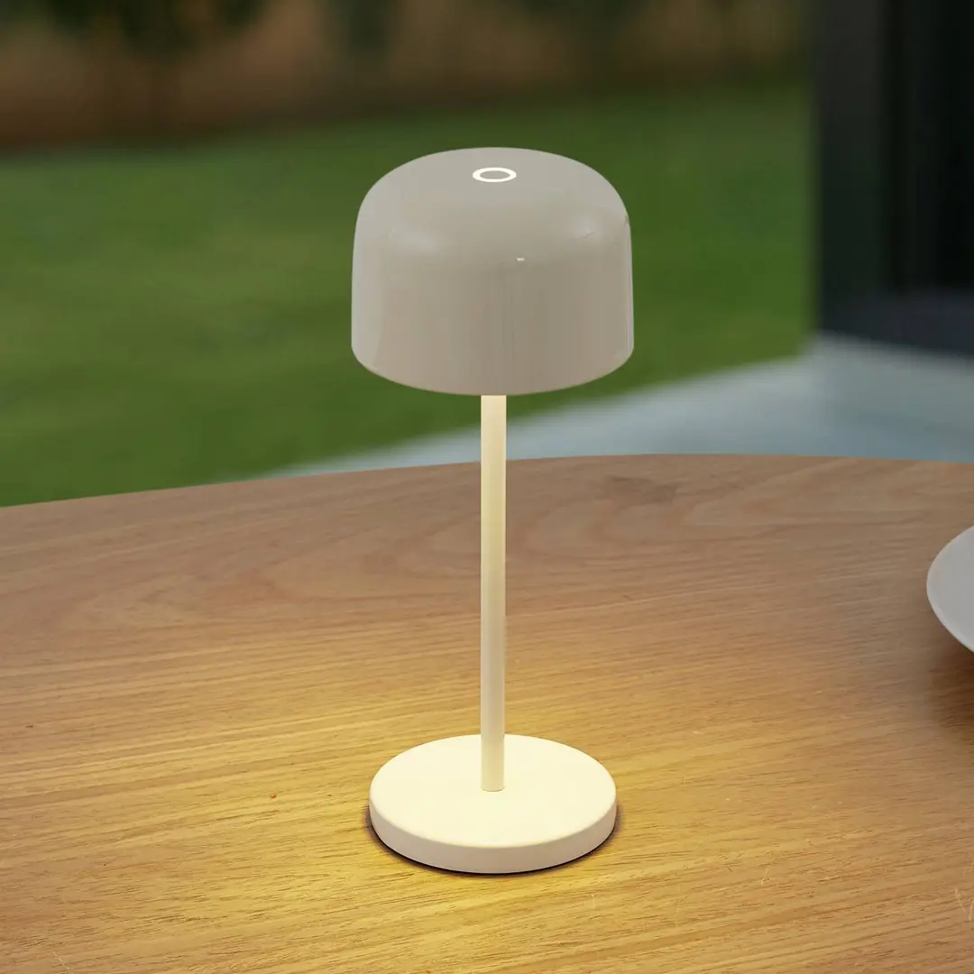 Lucande LED-Akku-Tischleuchte Quill, beige, CCT, dimmbar