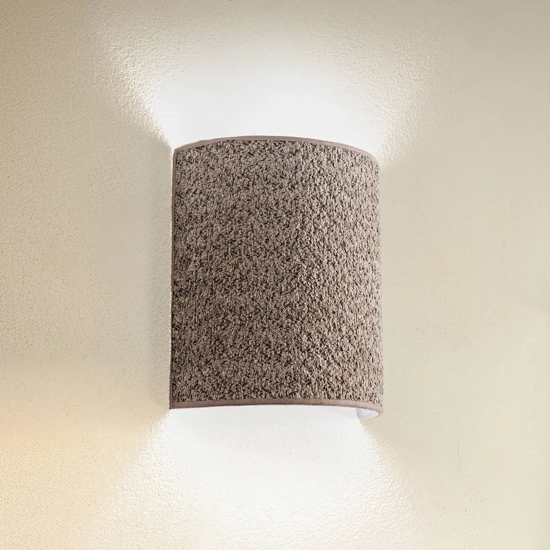 Duolla Wandleuchte Boucle, cappuccino, Textil, 24 cm