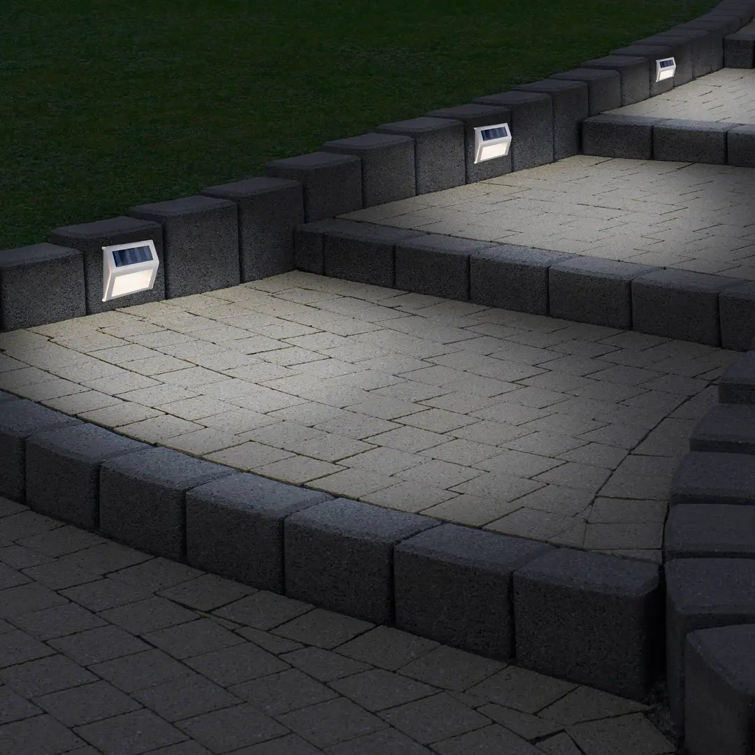 Naeve Leuchten LED-Solar-Außenwandleuchte 5282104, Edelstahl, 4er-Set, IP44