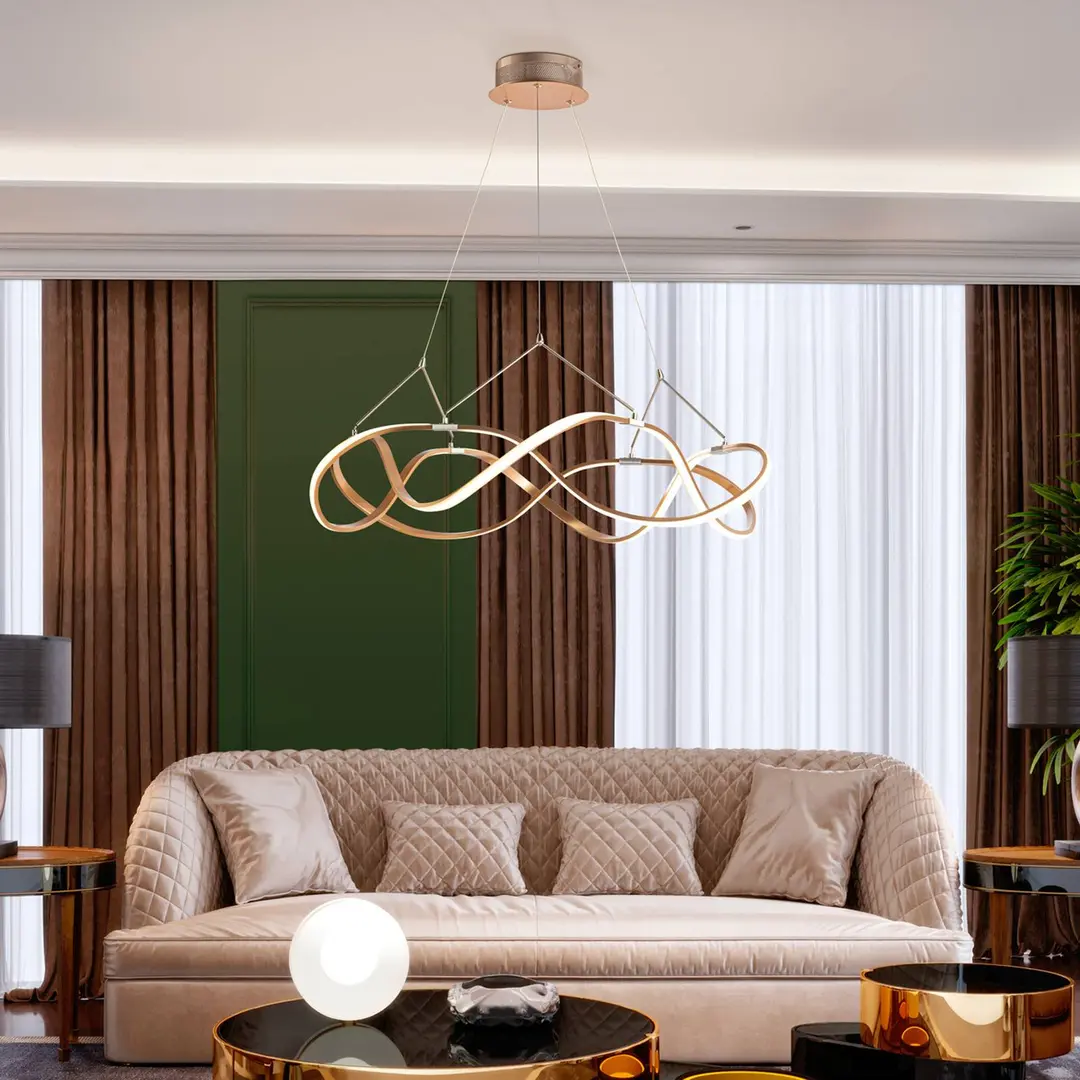 Schuller Valencia LED-Hängeleuchte Molly, remote, Ø80cm, roségold