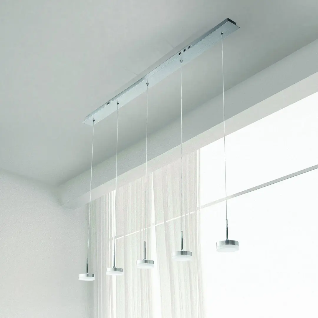 Fabas Luce LED-Hängeleuchte Dunk, aluminium, 5-flammig, 3.000 K, Metall