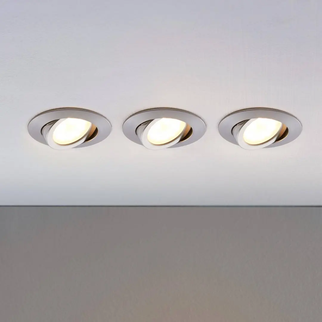 LINDBY LED-Einbaustrahler Andrej, rund, alu, 3er-Set