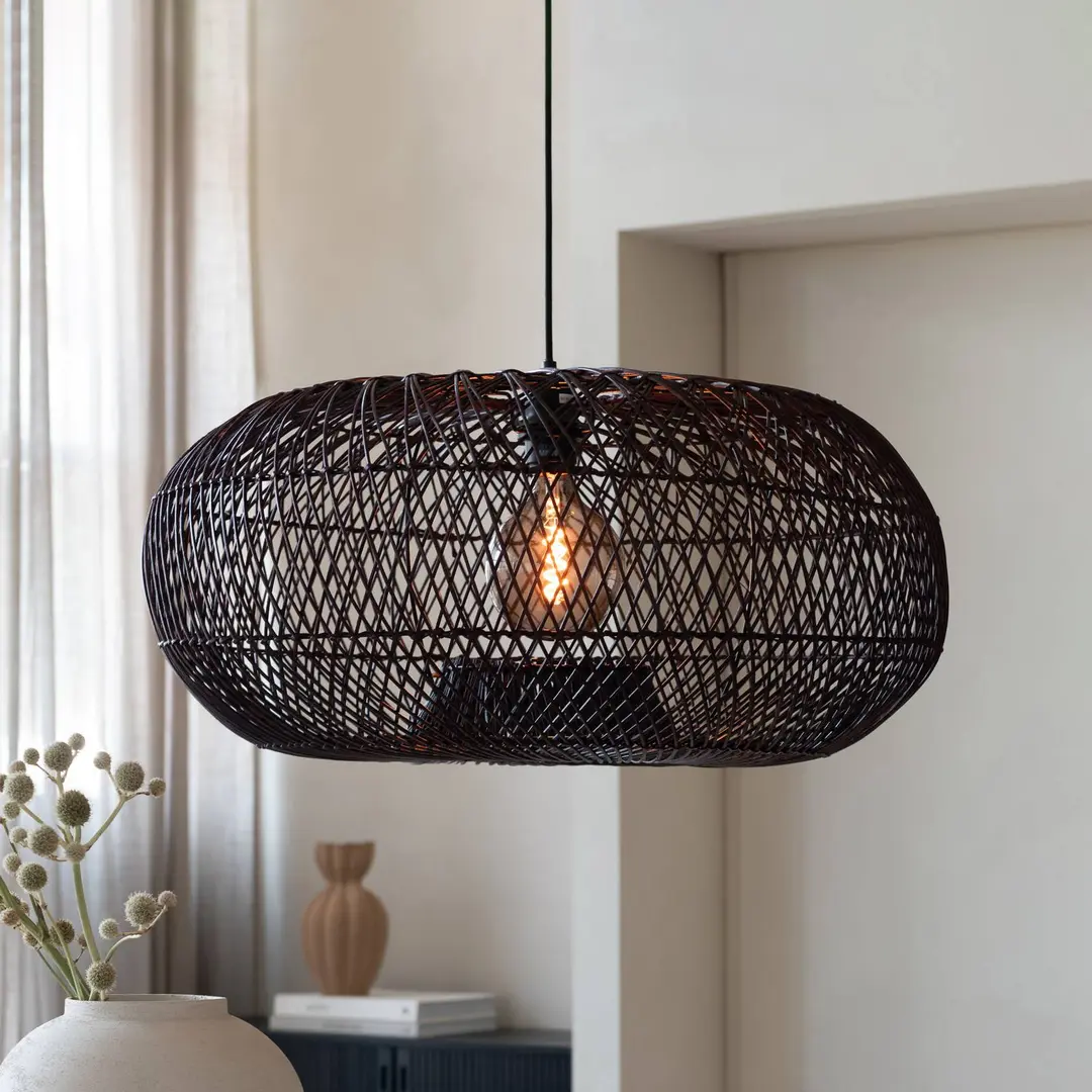 GOOD & MOJO Hängelampe Arizona, rot, Ø 70 cm, Rattan, E27